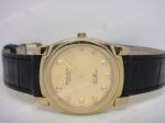 Top Quality Rolex Cellini Watch Gold Face Black Leather